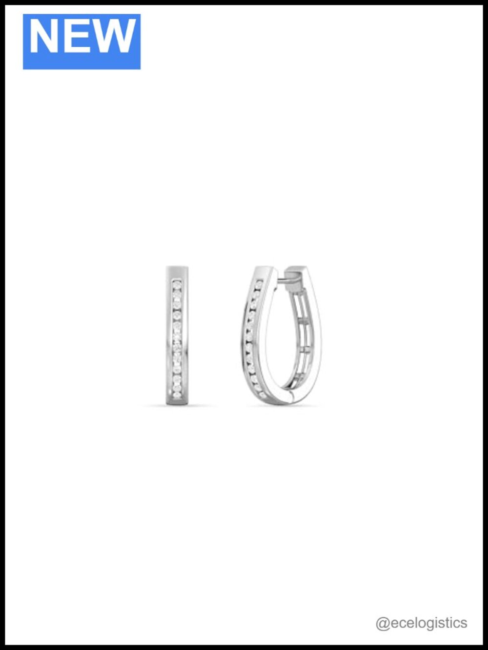 Lab-Grown Diamond Channel Set Hoop Earrings 925 Sterling Silver 14KT Yellow